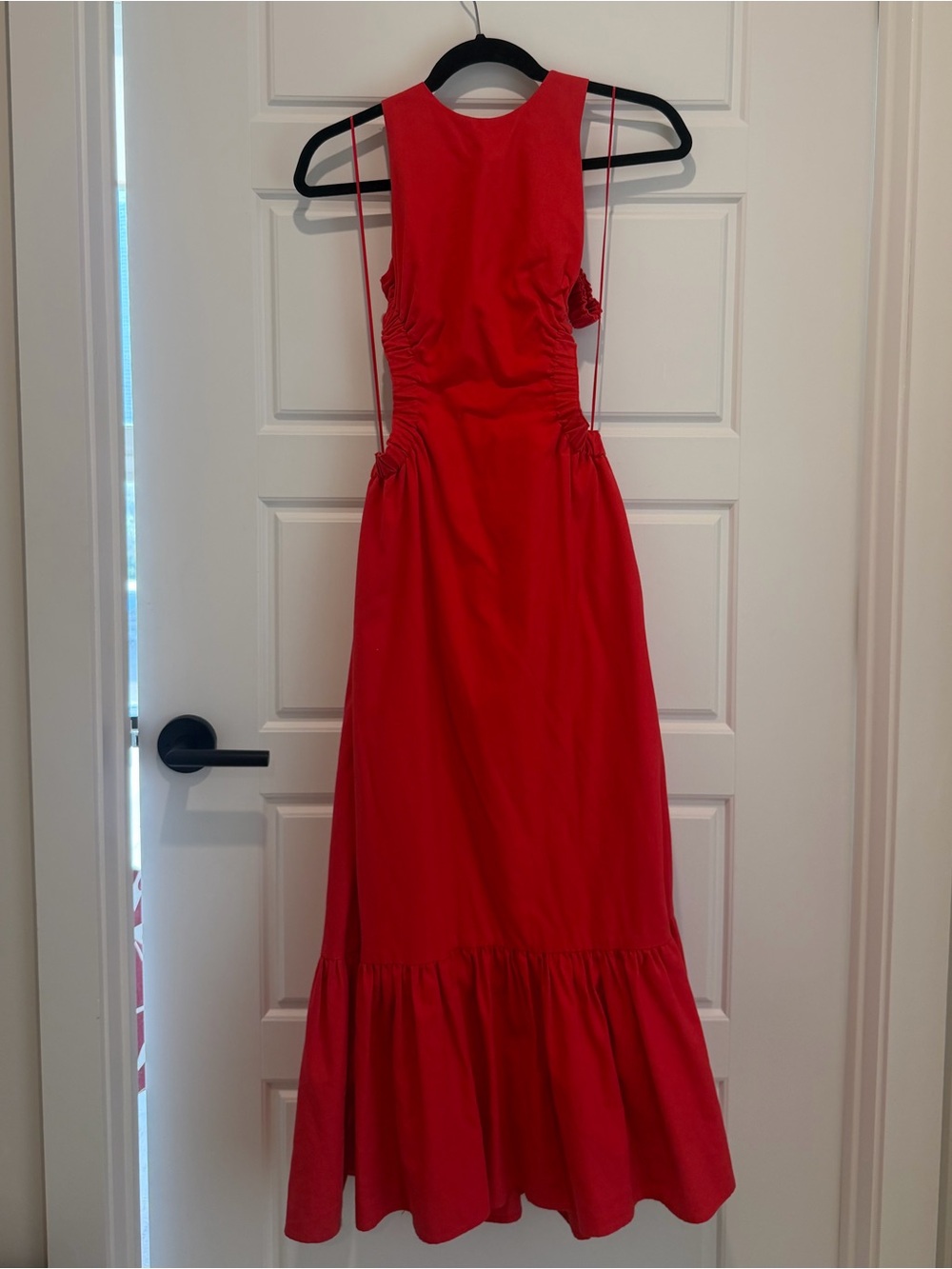 Astr Red Sleeveless Maxi Dress with Ruffle Hem